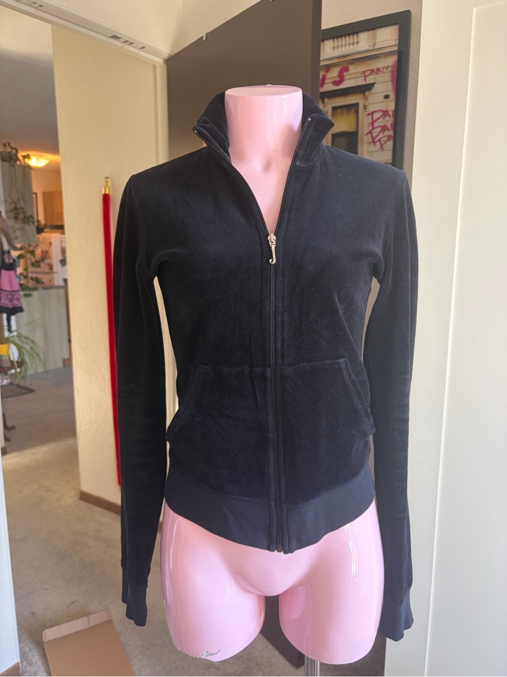 VINTAGE Juicy Couture Black Velour Zip-Up